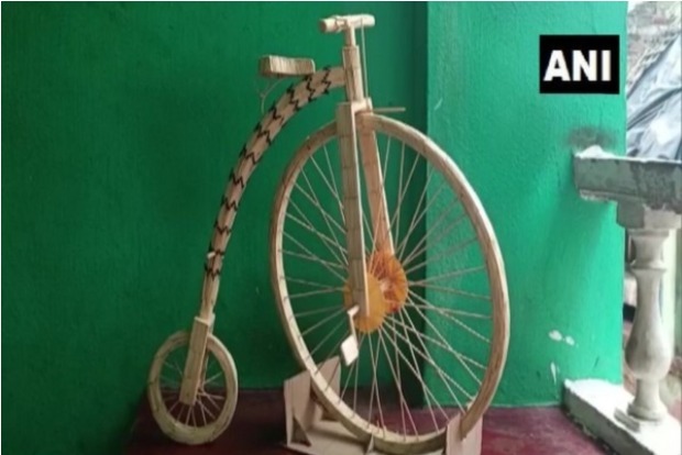 World Bicycle Day: Odisha youth makes penny farthing model with matchsticks