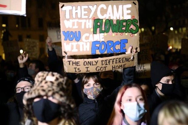 10 arrested after violent protest in UK over crime bill