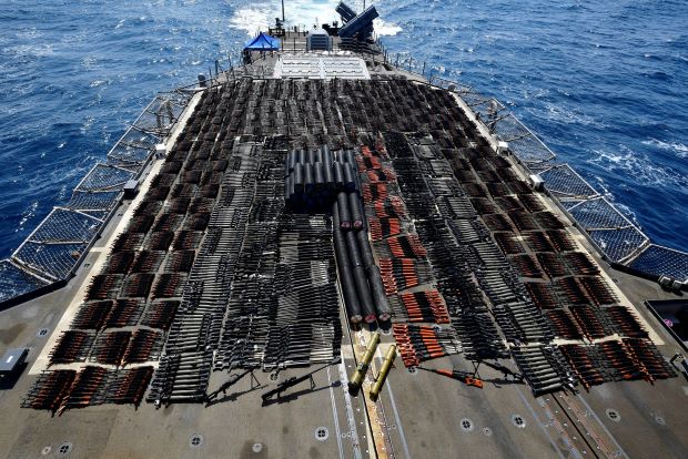 U.S. 5th Fleet seizes weapons shipment from stateless dhow in Arabian Sea U.S. 5th Fleet seizes weapons shipment from stateless dhow in Arabian Sea