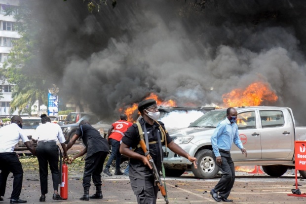 Six dead, 33 injured in twin bomb blasts in Ugandan capital