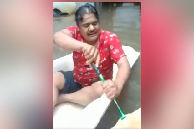 Actor Mansoor Ali Khans boat ride in Chennai floodwaters makes a splash