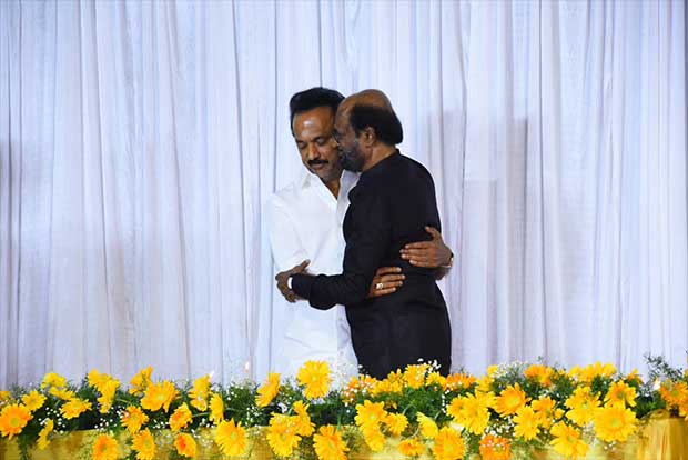 Stalin visits super star Rajinikanth at Chennai hospital