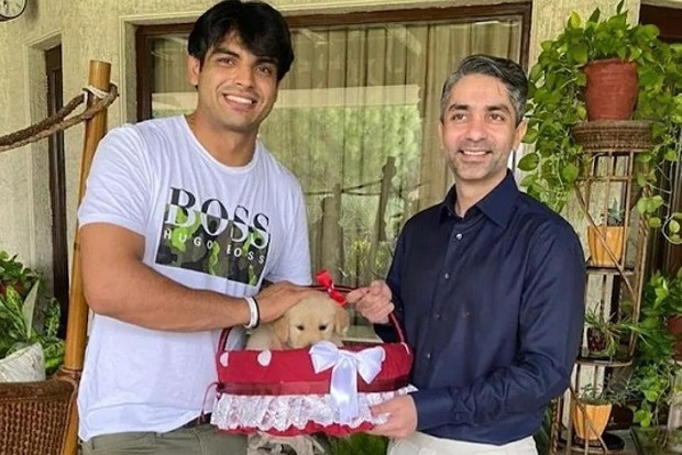 Neeraj gets puppy named Tokyo as a gift from Bindra