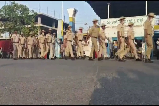 Hijab row: Police carries out flag march in Udupi ahead of re-opening of schools