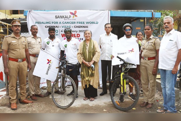 Man pedals 1,600 km for campaign on cancer Man pedals 1,600 km for campaign on cancer