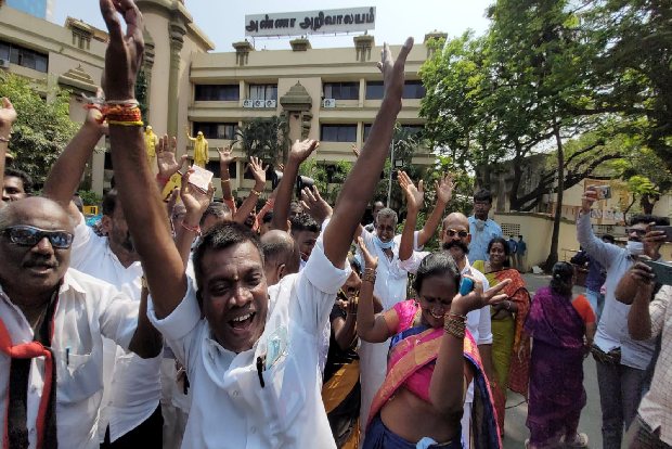 Wife of slain DMK cadre wins