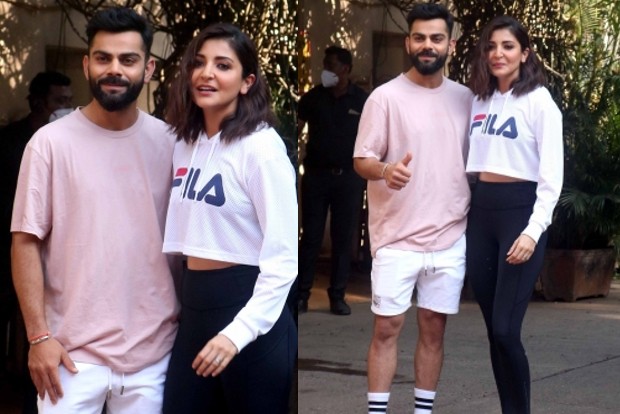 Anushka, Virat pose for the shutterbugs at Mehboob Studio