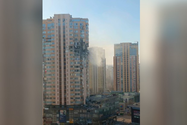 Missile hits residential building in Ukraine capital Kyiv Missile hits residential building in Ukraine capital Kyiv