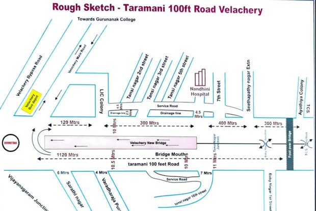 New U-turn and pedestrian crossing provision on Taramani 100-feet Road, Velachery