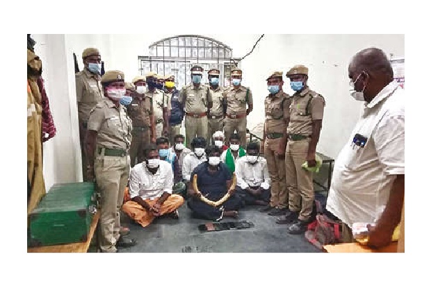 Pair of old tusks seized, 9 held in Theni