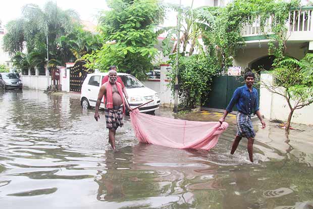 Residents go fishing on Velachery’s streets