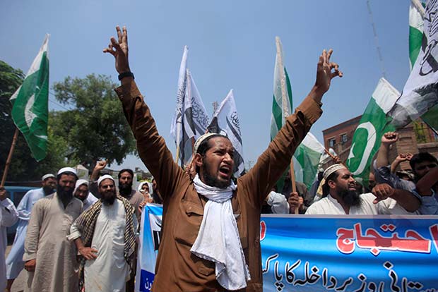 Kashmir groups protests in Pakistan against Rajnath Singh visit