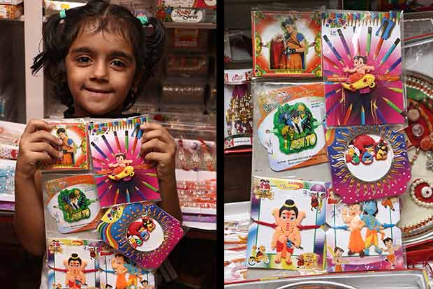 Pokemon, Bheem, Doremon threaded into Rakhi colours