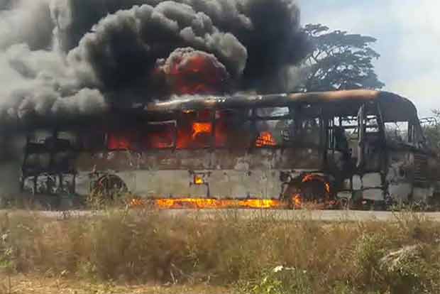 Narrow escape for 30 after fire on bus