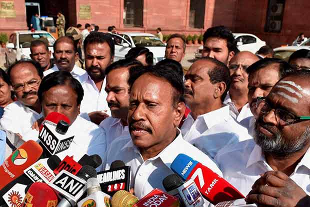Day after O Paneerselvam-Modi meeting, AIADMK MPs take issue to Rajnath