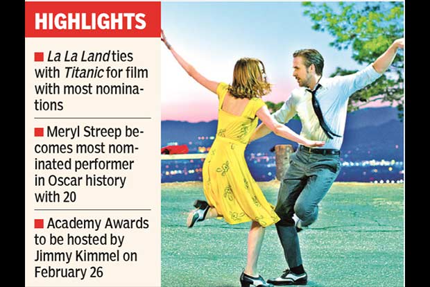 Oscar awards: La La Land leads with 14 nominations