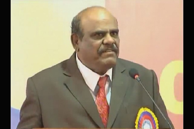 Justice Karnan attends to chamber-related work at Calcutta HC