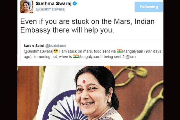 Sassy Sushma Swaraj trends on Twitter