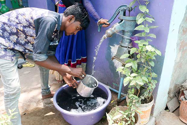 Sewage-mixed water flows out of handpumps in Ice House