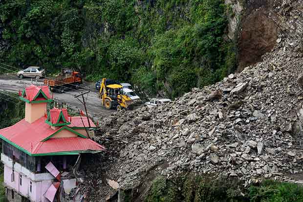 Landslide buries several vehicles in Shimla suburb