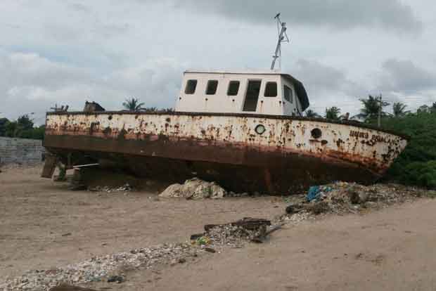 Boat deployed to curb illegal activities rusting at Rameswaram