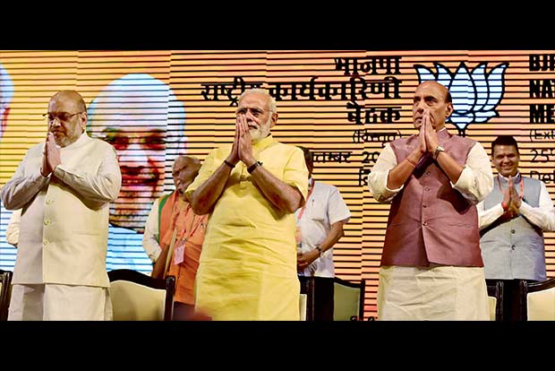 Shah, Rajnath, Madav meet after BJP executive