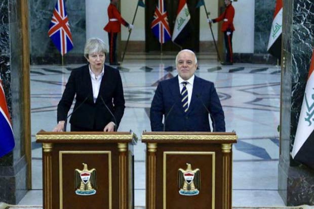 British PM May meets Iraqi PM Abadi in Baghdad